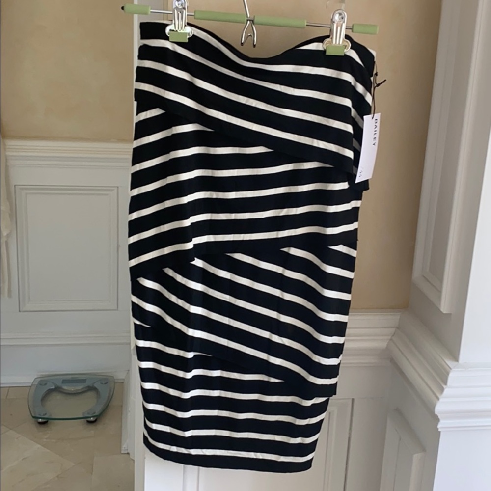 Black and white striped long skirt